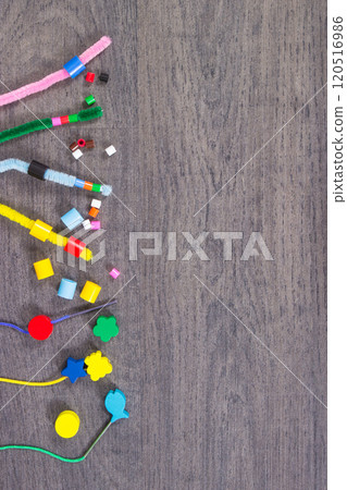 Thread, creative sticks and beads used to making bracelets Thread, creative sticks and beads used to making bracelets 120516986