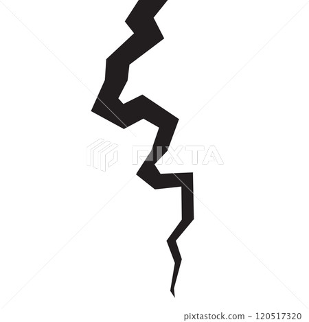 Broken wall with a crack on a surface. Textured damage isolated on a white background. 120517320