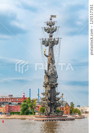 Moscow river and Peter the Great Statue. Sculpture by Zurab Tsereteli. One of the tallest monuments in Russia. Moscow river and Peter the Great Statue. Sculpture by Zurab Tsereteli. One of the tallest monuments in Russia. 120517381