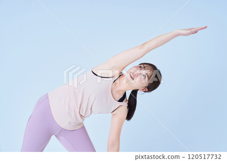 A woman who poses yoga A woman who poses yoga 120517732