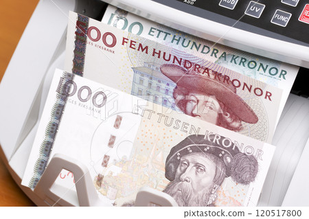 Swedish Crown in the counting machine 120517800