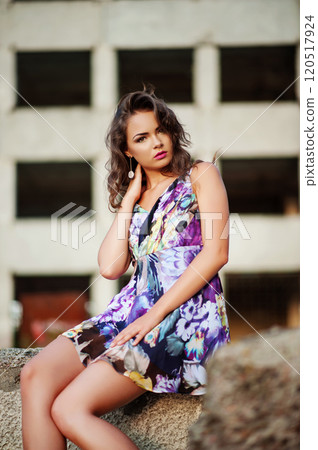 Sexy girl posing near the texture. 120517924