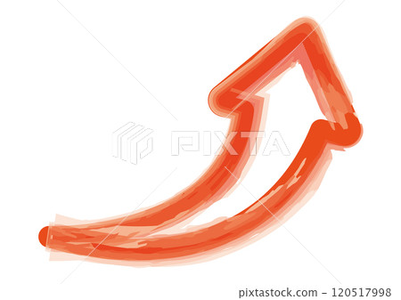Hand drawn watercolor style illustration of a rising red arrow Hand drawn watercolor style illustration of a rising red arrow 120517998