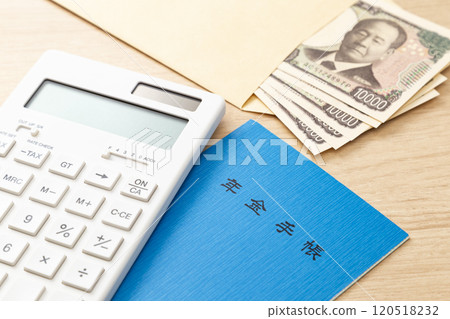 Calculator, pension book and money Calculator, pension book and money 120518232