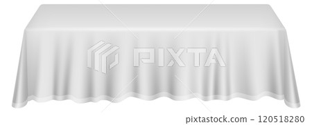 White tablecloth textile mockup. Blank banquet fabric 120518280