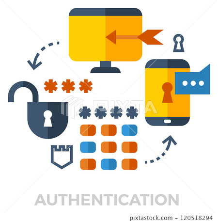 Authentication color icon. Security access for different devices 120518294