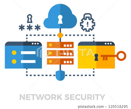 Network security color icon. Cyber safety technology 120518295