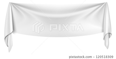 Fabric drapery white blank mockup. Folding textile 120518309