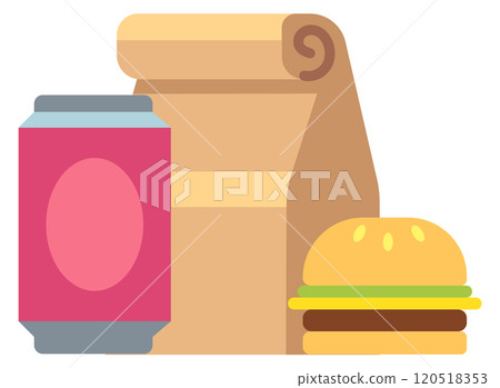 Takeaway food bag color icon. Lunch takeout 120518353