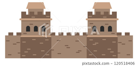 Ancient stone wall icon. Travel tourist landmark 120518406