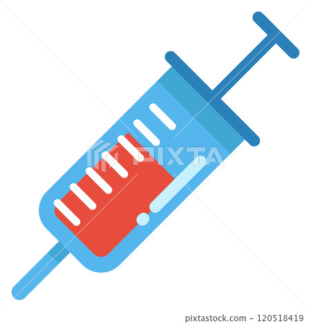 Blood sample syringe color icon. Medical analysis 120518419