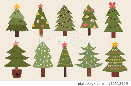 cute decorated Christmas trees 120518539