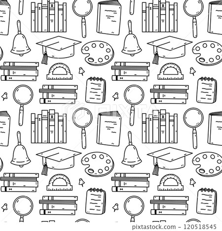 Seamless pattern with school items 120518545