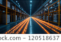 Illuminated warehouse pathways guide efficient movement of goods during nighttime operations in a 120518637