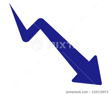 Illustration of a zigzag descending blue arrow useful for business materials 120518973