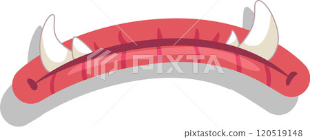 Cartoon drawing of a monster mouth showing sharp fangs and red lips, isolated on white background, ideal for halloween projects Cartoon drawing of a monster mouth showing sharp fangs and red lips, isolated on white background, ideal for halloween projects 120519148