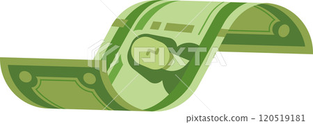 Green banknote is waving in the air, symbolizing investment, profit, and financial success, perfect for illustrating economic concepts 120519181