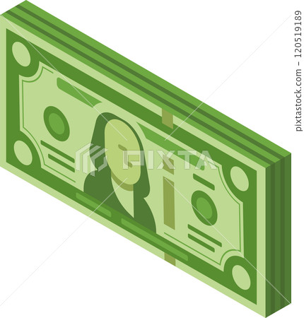 Stack of green banknotes with a portrait suggesting financial prosperity, investment growth, and accumulating savings through successful money management 120519189