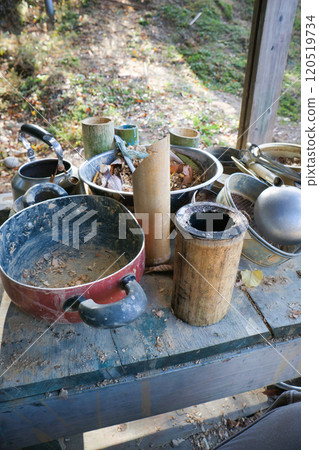 Outdoor playtime using old kitchen utensils Outdoor playtime using old kitchen utensils 120519734