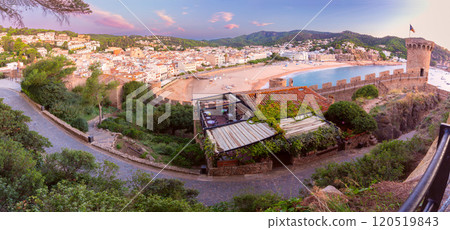 Panoramic view of Tossa de Mar from the fortress hill, Spain Panoramic view of Tossa de Mar from the fortress hill, Spain 120519843