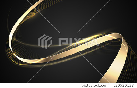 Abstract gold ribbon luxury wave curve on black design modern creative background vector 120520138
