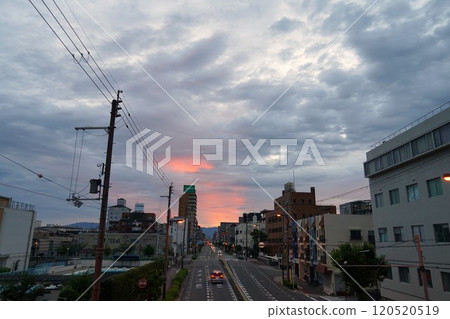 Cloudy sunrise scenery on Katsuyama street Cloudy sunrise scenery on Katsuyama street 120520519