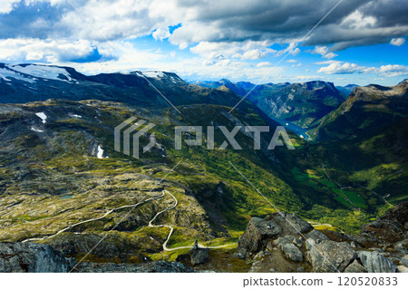 Geirangerfjord from Dalsnibba viewpoint, Norway 120520833