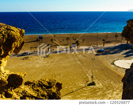 Eroded rock formations in Bolnuevo, Spain 120520877