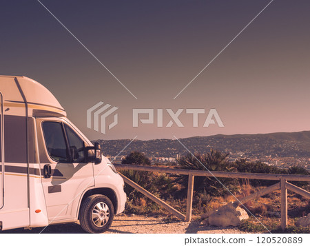 Camper car on Cape San Antonio, Spain Camper car on Cape San Antonio, Spain 120520889