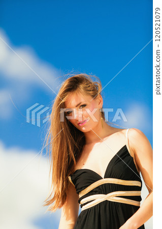 Happy woman beach holiday 120521079