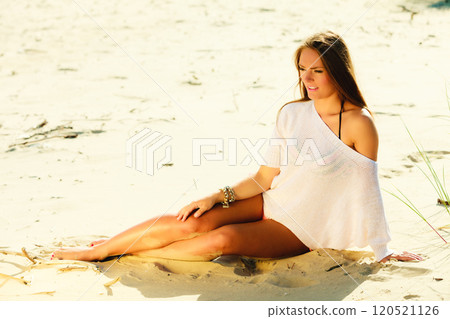 Attractive sexy girl on seashore Attractive sexy girl on seashore 120521126