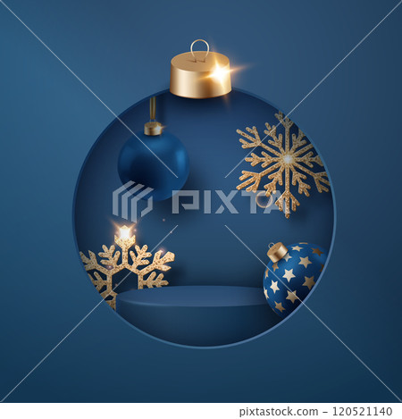 Christmas ornament with glittering snowflakes, decorative baubles, and festive details 120521140