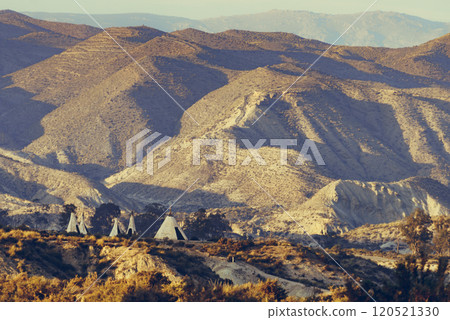 Tabernas desert and Indian village wigwams at Western Leone, Spain 120521330