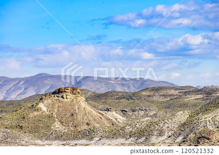 View of the Tabernas desert in Spain View of the Tabernas desert in Spain 120521332