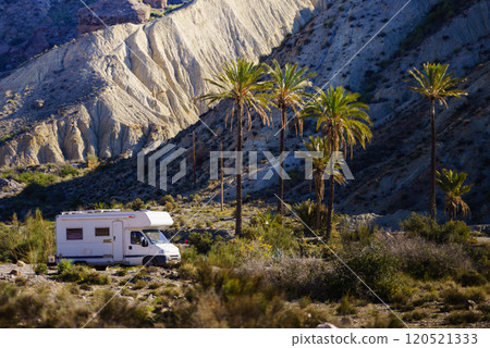 Rv camper in Sierra Alhamilla mountains, Spain. Rv camper in Sierra Alhamilla mountains, Spain. 120521333