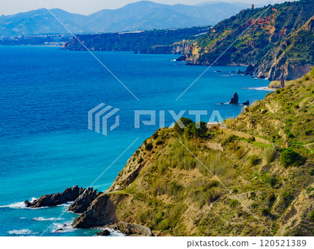 Spanish coast landscape, cliffs in Andalusia. 120521389