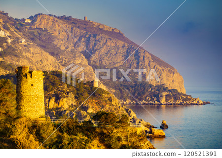 Spanish coast with Pine Tower, Andalusia. 120521391