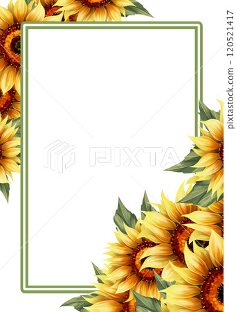 Summer floral frame with hand-drawn sunflowers 120521417