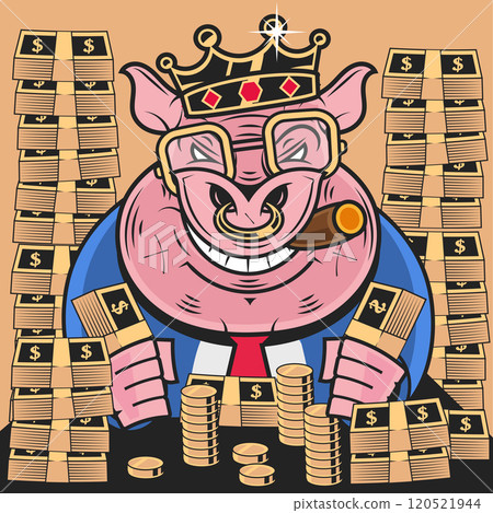 Cute Pig illustration Pig kawaii chibi vector drawing style Pig 120521944