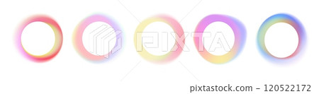 Gradient circle frame. Abstract fluid color round banners with text space. Glowing neon iridescent color around circles. Vibrant rounded blurred frames. Vector isolated set Gradient circle frame. Abstract fluid color round banners with text space. Glowing neon iridescent color around circles. Vibrant rounded blurred frames. Vector isolated set 120522172