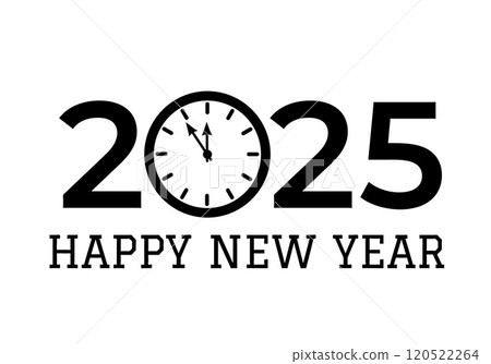 Happy New Year 2025. Holidays typography poster. Vector template for banner, sign, greeting card, invitation, etc. Happy New Year 2025. Holidays typography poster. Vector template for banner, sign, greeting card, invitation, etc. 120522264
