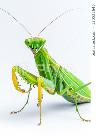 Mantis on neutral white background, vertical poster 120522649