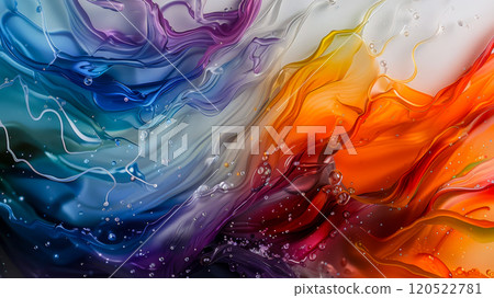Abstract background of mixing multi-colored paints on a marble surface 120522781