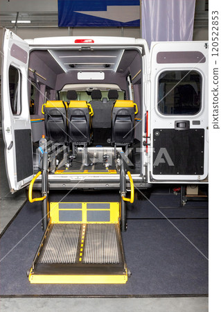 Innovative van design features a retractable ramp for easy accessibility and transport 120522853