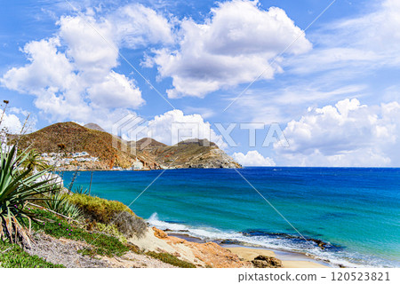 Calilla de San Jose beach, in Cabo de Gata, municipality of Nijar, Almeria, Spain Calilla de San Jose beach, in Cabo de Gata, municipality of Nijar, Almeria, Spain 120523821
