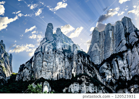 The Montserrat mountain in the province of Barcelona The Montserrat mountain in the province of Barcelona 120523931