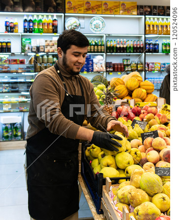 buying shopping organic market groceries vegetable food selling vegan people seller caucasian man buying shopping organic market groceries vegetable food selling vegan people seller caucasian man 120524096