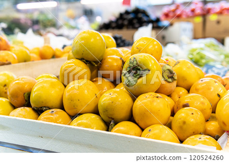 raw vegetable persimmon organic health juicy green vegetarian fresh market food fruit harvest 120524260