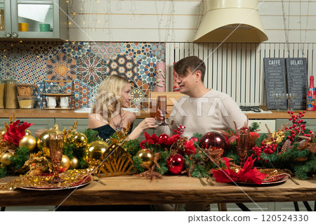 husband man family love romantic woman kitchen couple home relationship christmas wife caucasian 120524330