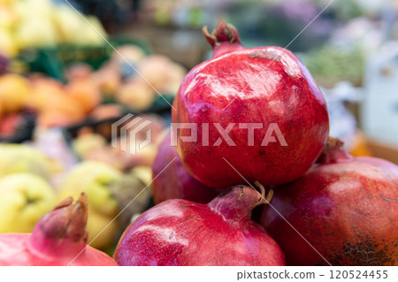 fresh food closeup background ripe market organic pomegranate vegetarian red healthy juicy fruit fresh food closeup background ripe market organic pomegranate vegetarian red healthy juicy fruit 120524455